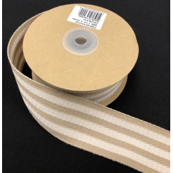 Faux Burlap Ribbon Ivory Stripe 1.5" 10y